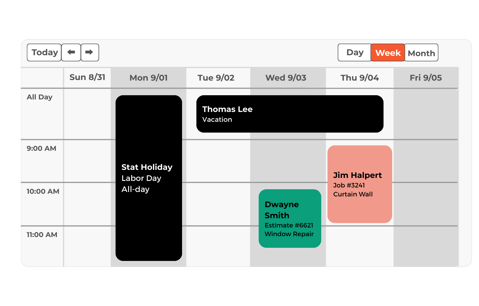 Task calendar preview