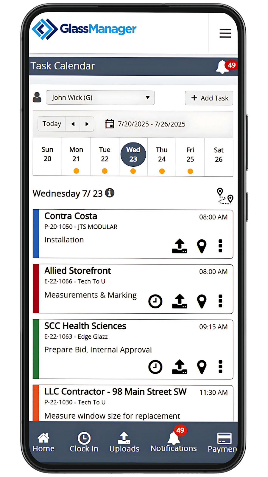 GlassManager Task Calendar